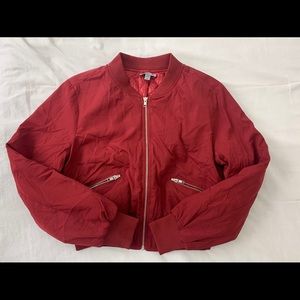 Burgundy bomber jacket